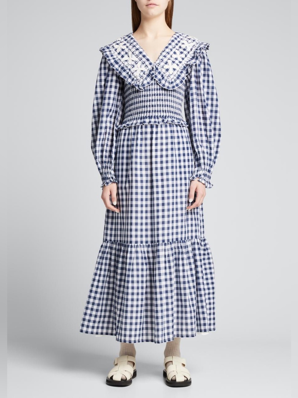 NEW SEA New York Gina Blue and White Gingham Maxi Dress